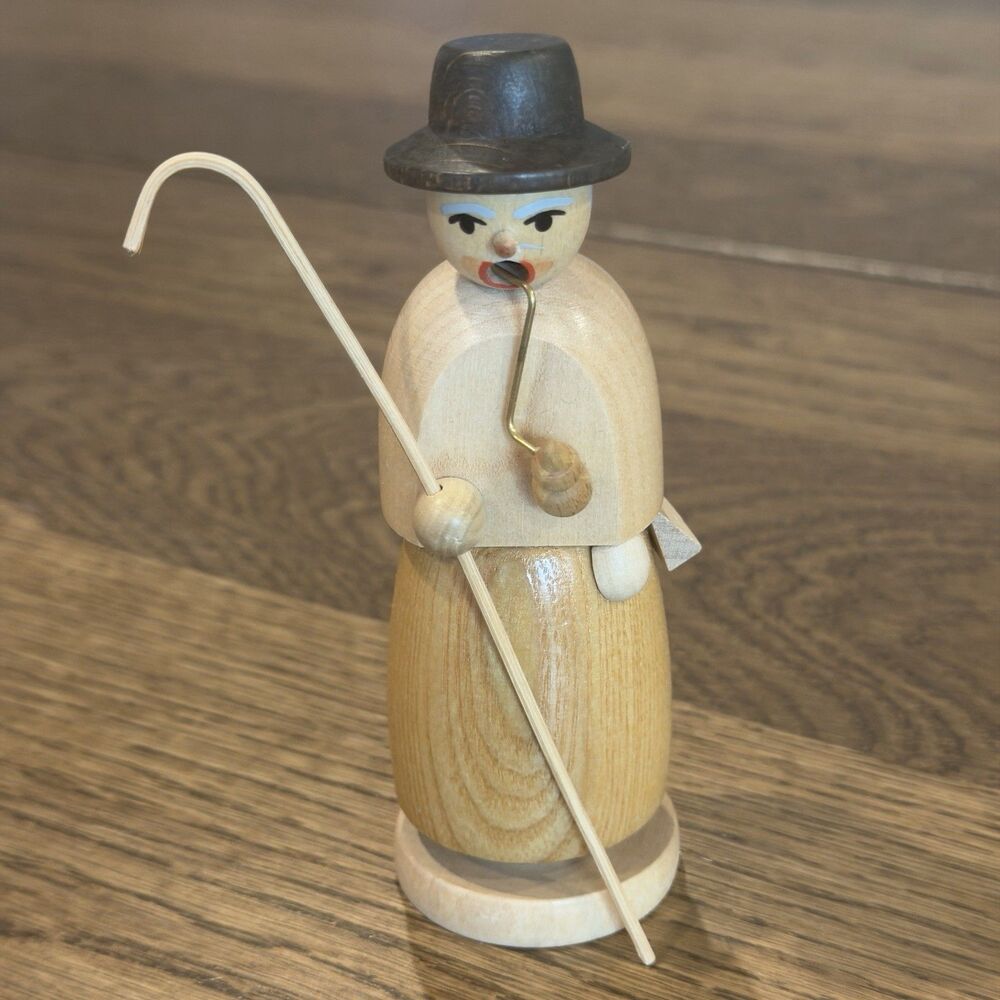 Vtg Erzgebirge RG German Wood Incense Smoker  Shepherd Rauchermann Seiffen 5”
